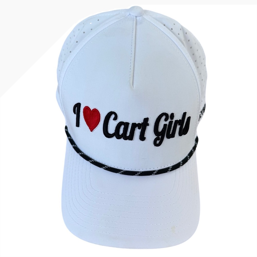 Bogey Bros I ❤️ Cart Girls White Golf Hat Snapback Rope Cap Embroidered